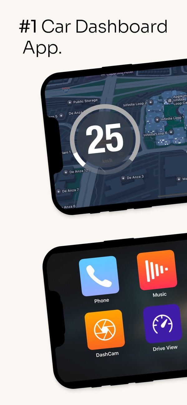 Car Dashboard: maps, speedometer and dash cam